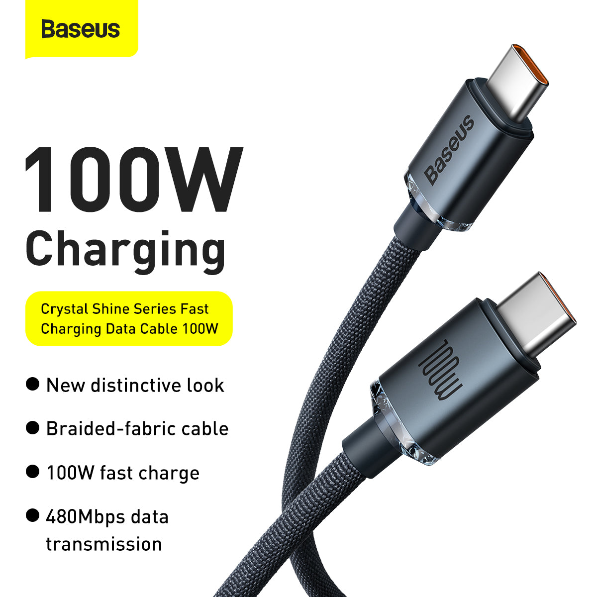 Baseus Crystal Shine Series Fast Charging Data Cable Type C to Type C - 100W