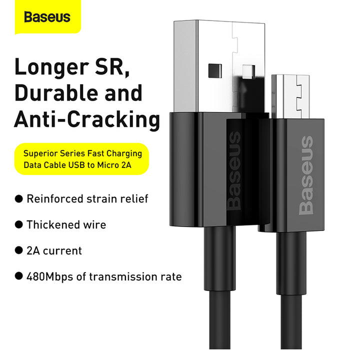 Baseus Superior Fast Charging USB to Micro USB Cable 2A 480Mbps