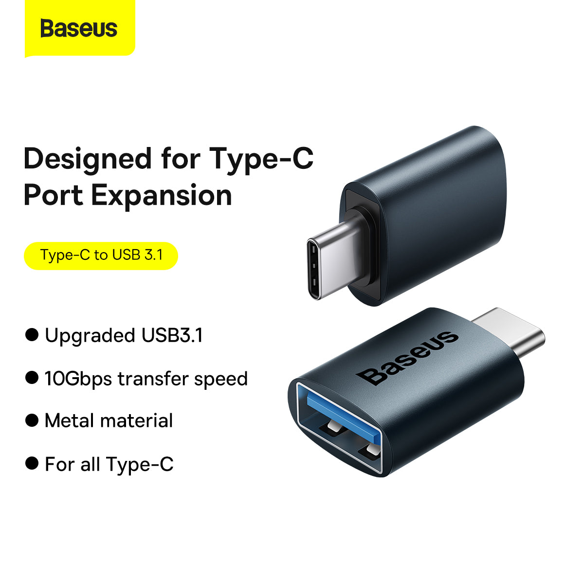 Baseus Ingenuity Series Mini OTG Adaptor Type C to USB-A 3.1 Blue