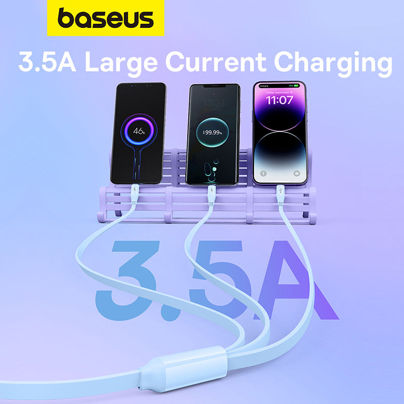 Baseus Leo Retractable Charging Cable 3-in-1 USB to M+L+C 3.5A Blue 11