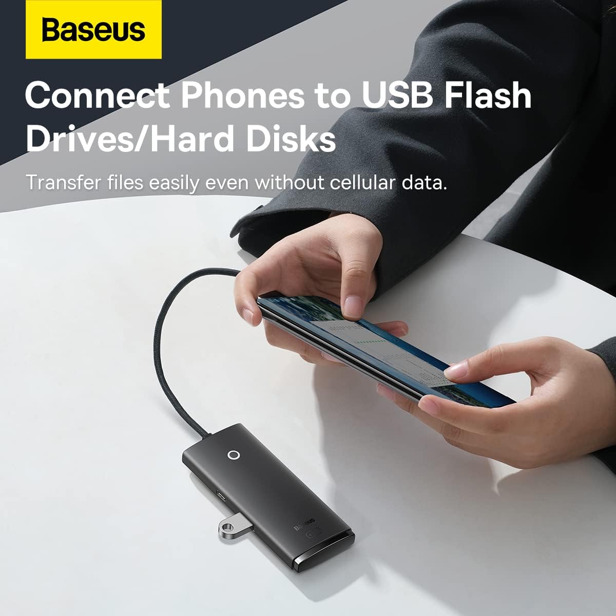 Baseus Lite Series 4-Port USB-A HUB Adapter (USB-A to USB-A 3.0 x4) - 25cm Black 5