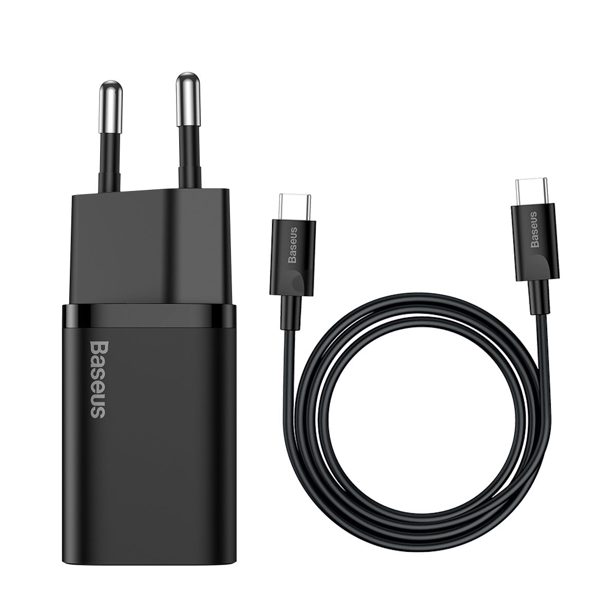 Baseus Super Si 25W Quick Charger and 1M Type C to Type C Cable - Black 1