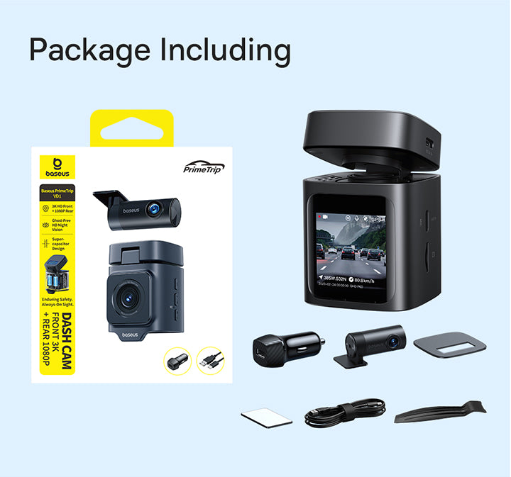 Baseus PrimeTrip VD1 Dash Cam 3K+1080p - Cosmic Black