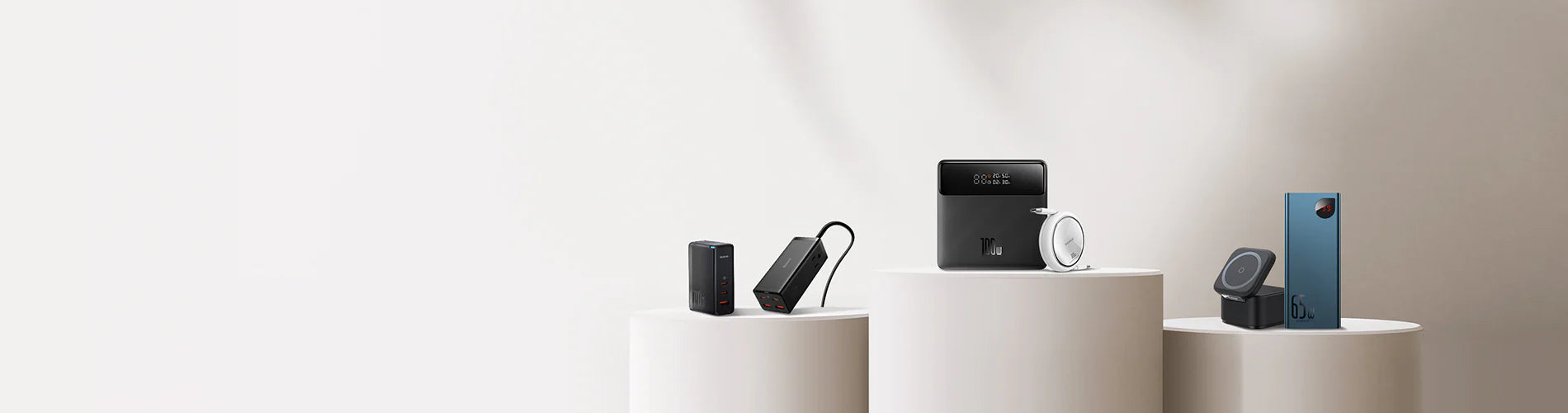 Power every device with Baseus charging solutions. This collection includes GaN fast chargers, compact wall chargers, desktops and multi-port adapters to keep phones, tablets, laptops and accessories charged quickly and safely. Enjoy efficient power delivery with smart protection and modern, space-saving designs.