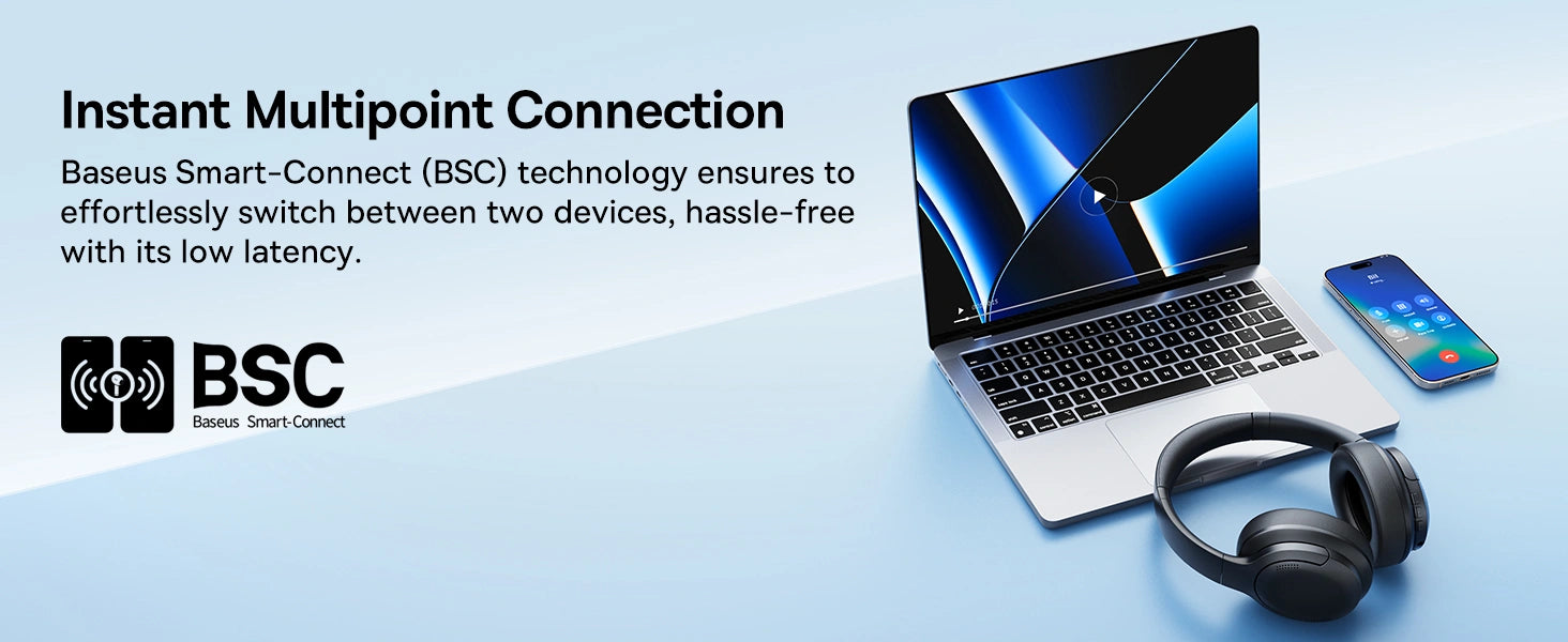Instant multipoint Connection for Baseus Bh1 Lite Wireless HeadPhones