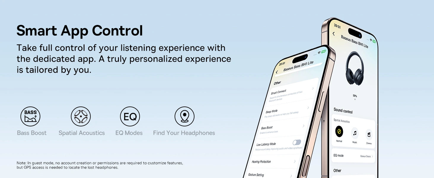 Smart Control App for Baseus Bh1 Lite Wireless HeadPhones