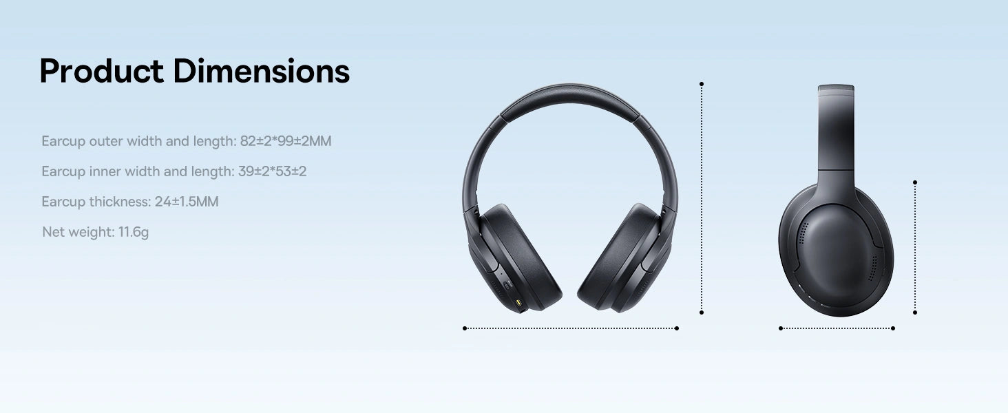 Product Dimension for Baseus Bh1 Lite Wireless HeadPhones