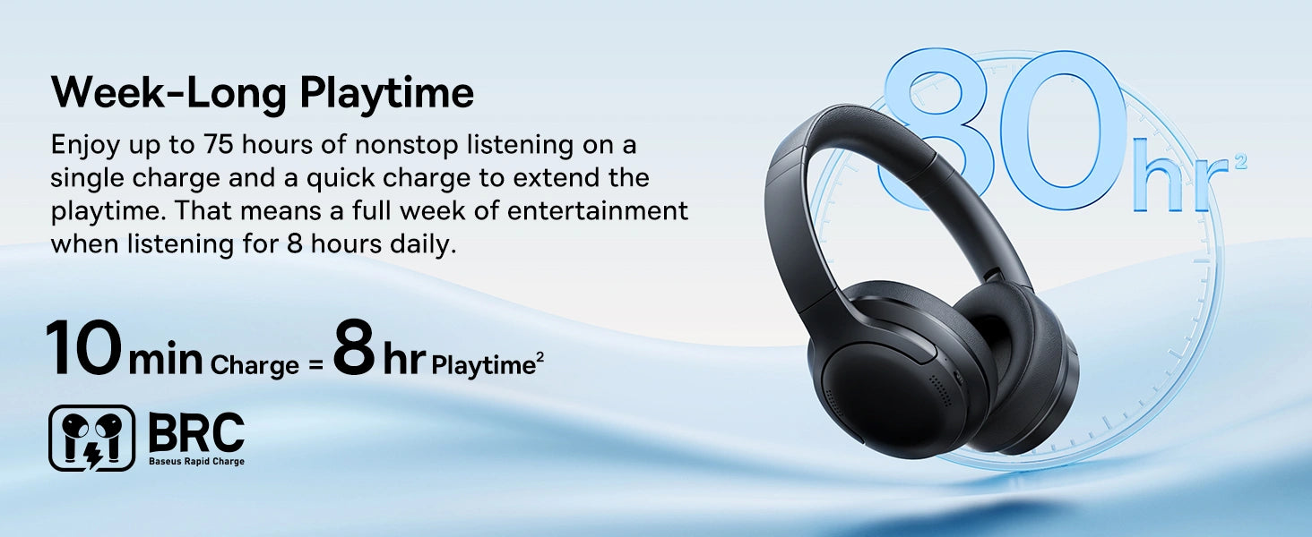 Week-Long Playtime for Baseus Bh1 Lite Wireless HeadPhones