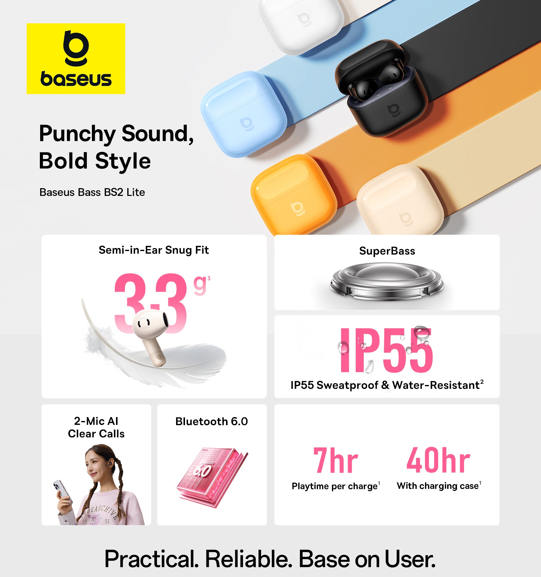 Baseus BS2 Lite earbuds touch-control detail
