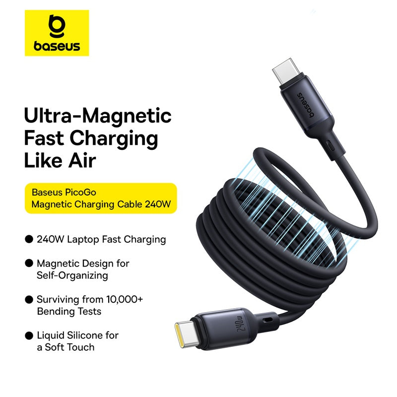 Baseus PicoGo Magnetic Liquid Silicone Fast Charging Cable USB-C to USB-C 240W 1m