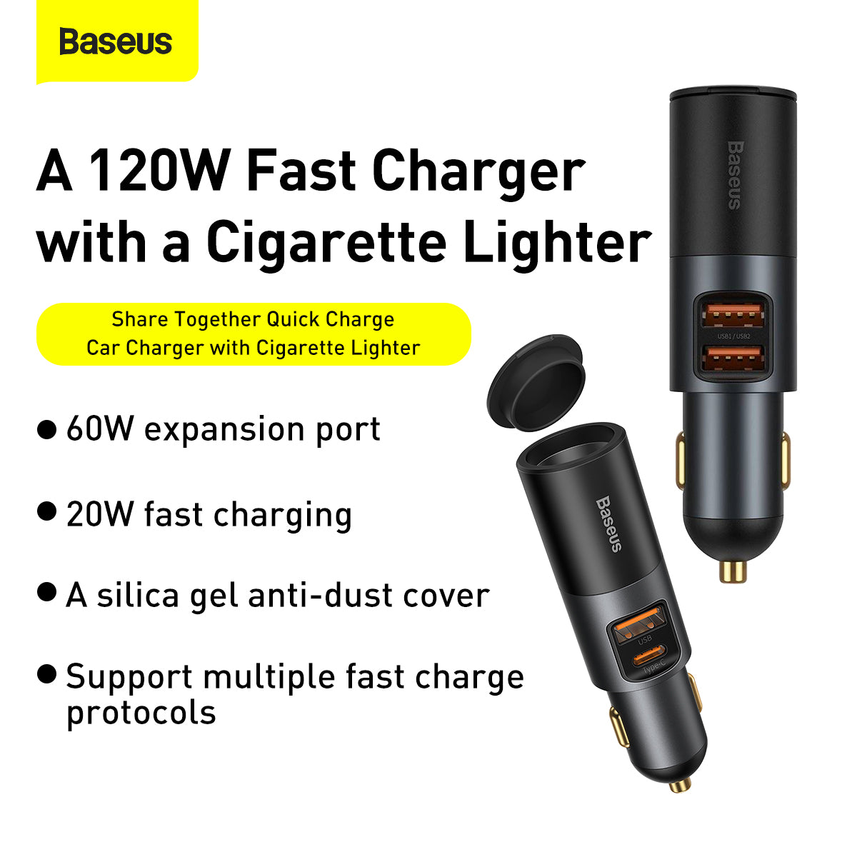 Baseus Share Together 120W 2 in 1 Car Charge