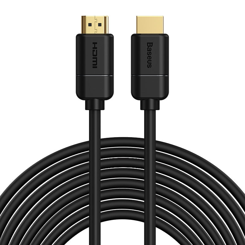 HDMI cable with black connectors on a white background