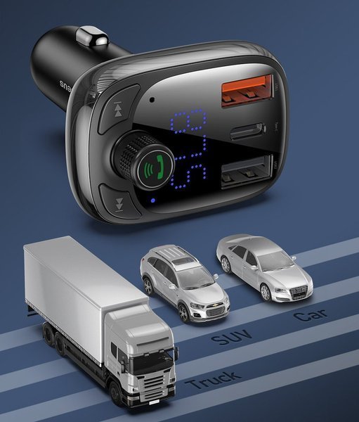 Baseus T Typed S-13 PPS MP3 Car Charger FM Transmitter